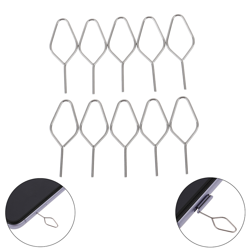 10Pcs Universal Metal Sim Card Tray Pin Eject Removal Tools, Phone Needle Opener, Ejector Key For Smartphones 10Pcs Universal Metal Sim Card Tray Pin Eject Removal Tools, Phone Needle Opener, Ejector Key For Smartphones