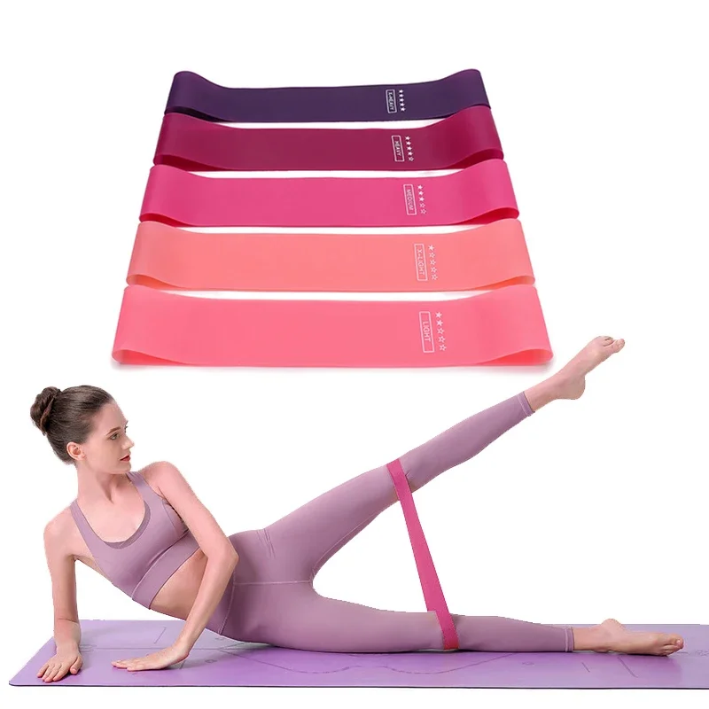 Portable Fitness Workout Equipment Rubber Resistance Bands For Yoga Gym Elastic Gum Strength Pilates CrossFit Women purple Pink