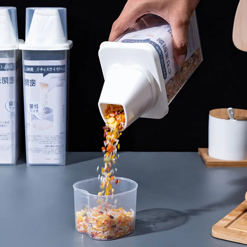 Japanese Style Food Container, Sealed, Insect, Moisture Proof Grain Storage Tank For Kitchen, Rice, And Dry Food 2pcs
