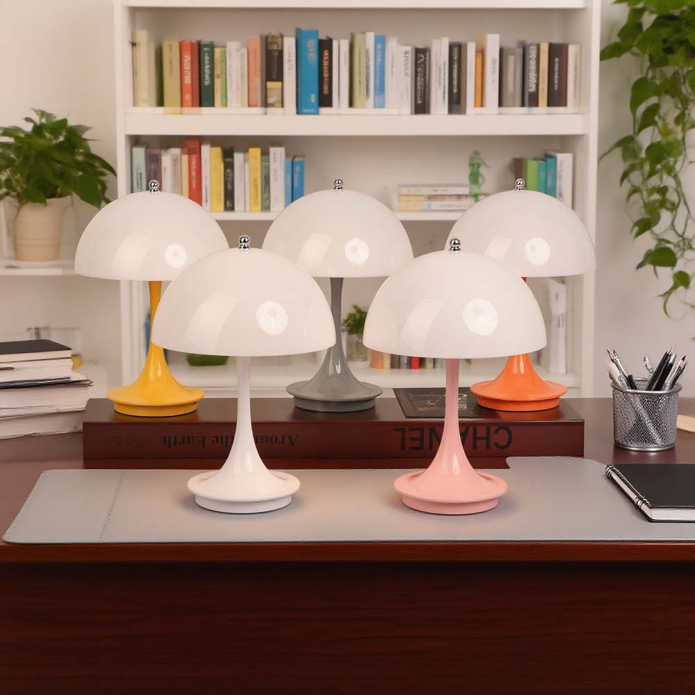 Modern Mushroom Table Lamp, Rechargeable, Portable Night Light With 3 Color Dimming, ABS LED Decoration grey