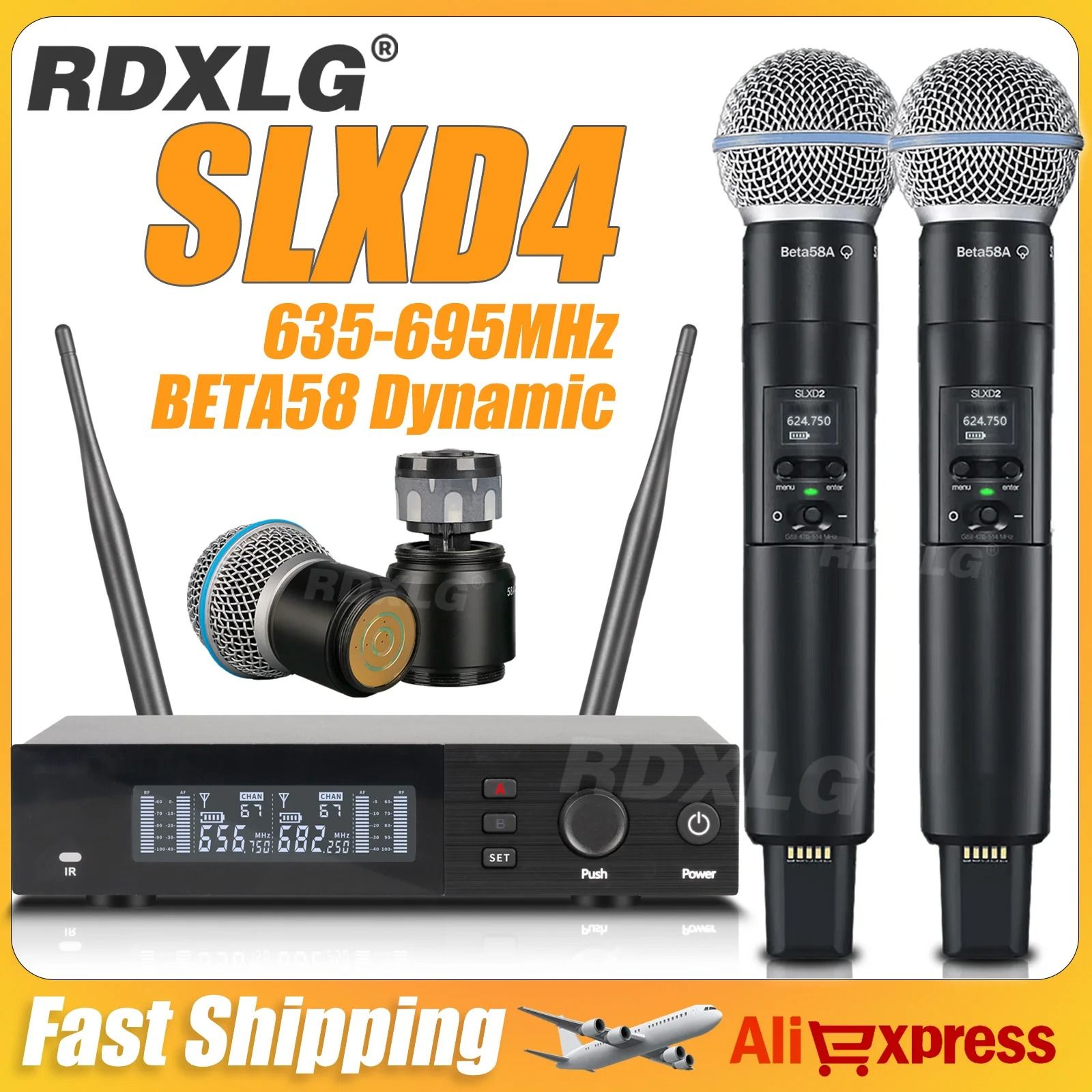 SLXD4 Professional Dual Wireless Microphone System With Two Handheld UHF Microphones f