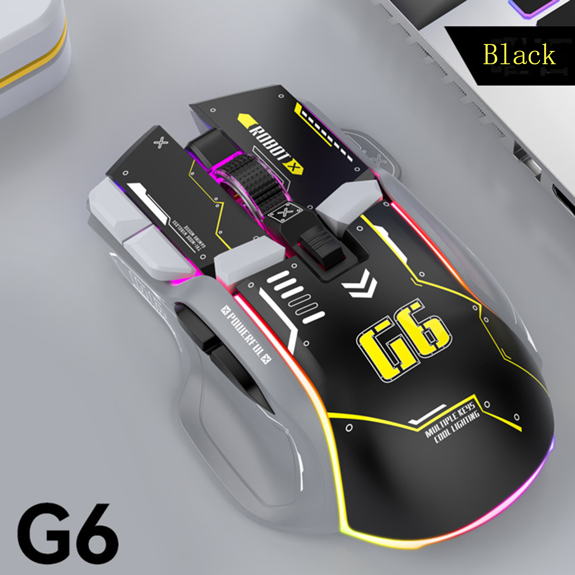 Gaming Mouse Wireless Rechargeable, Tri Mode Connection, Silent Operation, One Click Return Desktop PC yellow Wireless