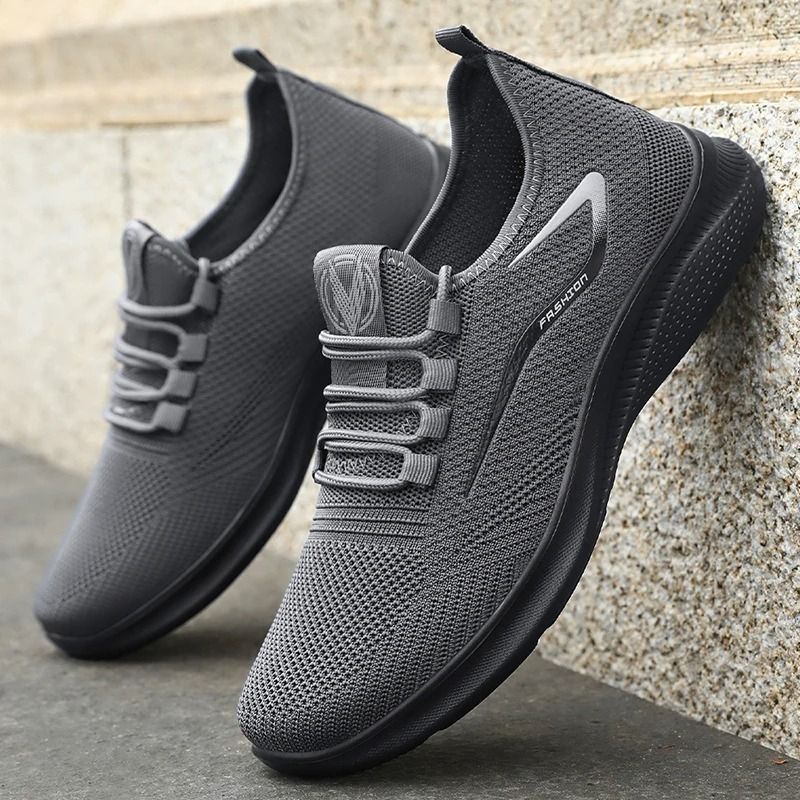 Men Casual Sneakers Breathable Mesh Non Slip Summer Shoes 10.5 black