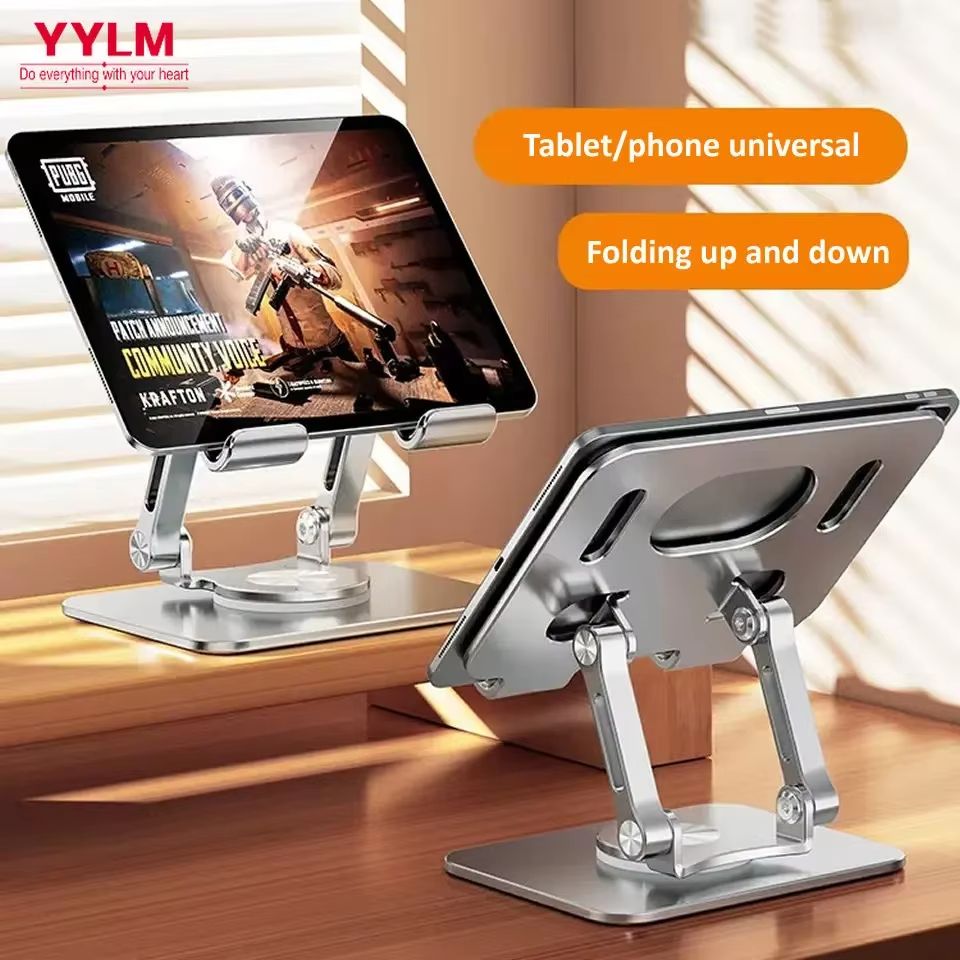 360 Adjustable Aluminum Tablet Stand Foldable IPad Holder For Desk, Compatible With IPad Pro, Air, Mini & Smartphones kele black