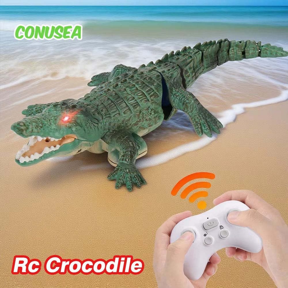 Remote Control Crocodile Head Electric Boat For Pool And Pond green