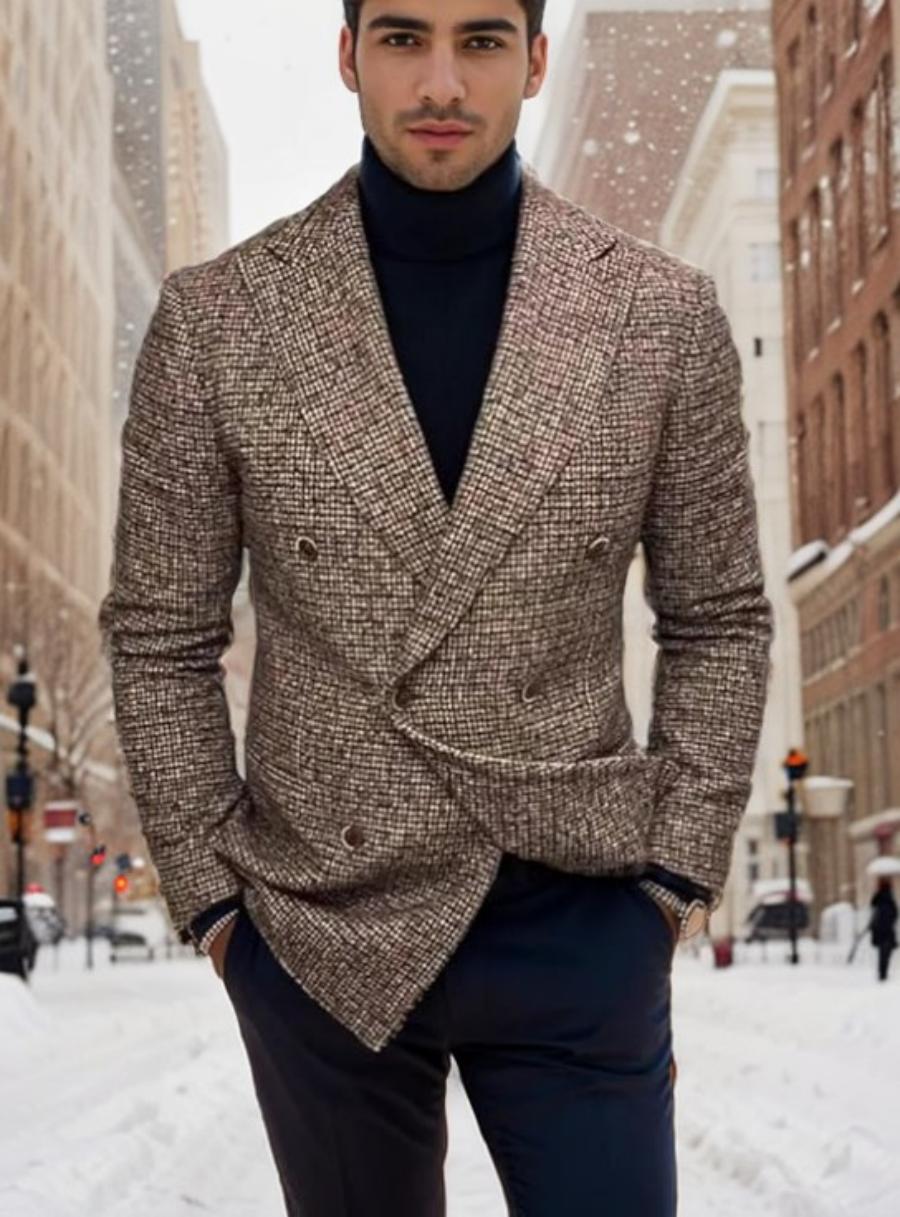 Modern Slim Fit Blazer For Men, Versatile Sport Coat, Casual Business Suit Jacket, Comfortable And Breathable brown xl