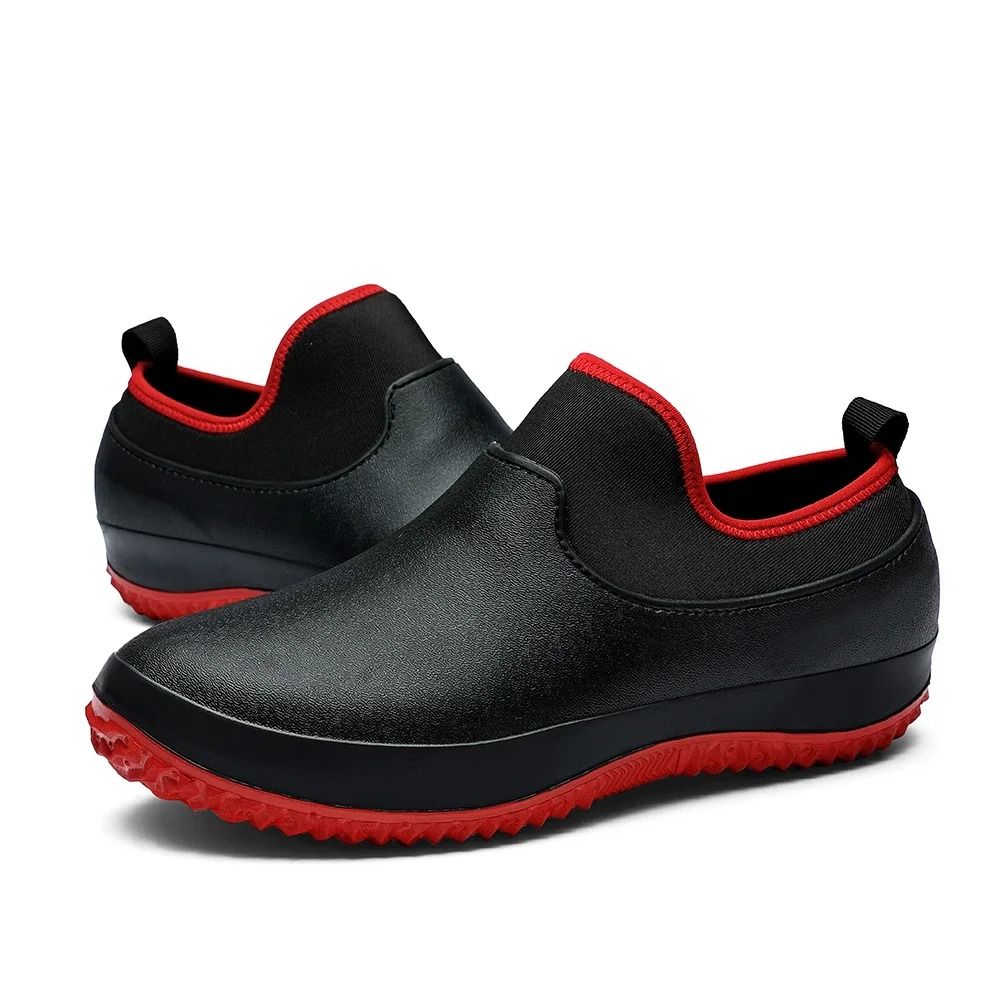 Anti Slip Rubber Rain Shoes Short Tube Waterproof Kitchen Garden Car Wash Fishing Shoes 10.5 black