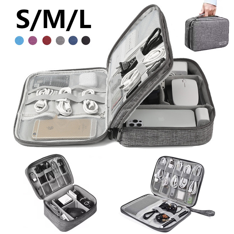 Cable Storage Bag Waterproof Digital Electronic Accessories Organizer Portable Travel Cable Organizer Case For Cable Charger s Blue