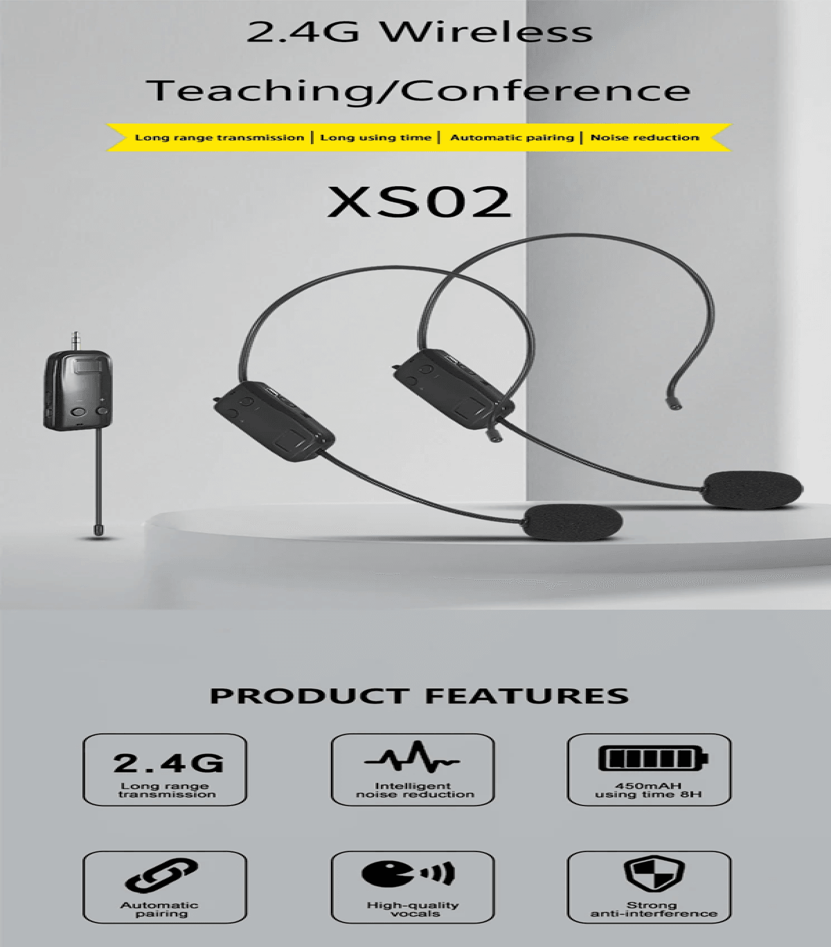 ClearVoice 2.4G Wireless Headset Microphone Set set 1 With Box