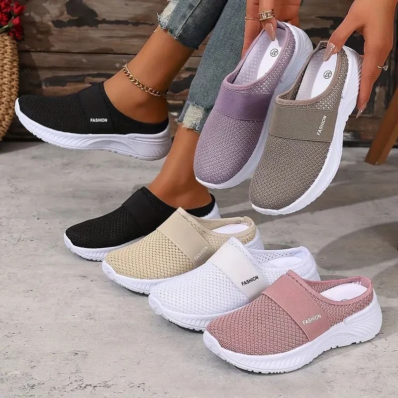 Womens Mesh Slip On Sneakers Comfortable Casual Walking Flats blue 10.5