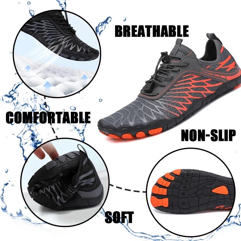 Quick Dry Aqua Shoes For Men And Women Lightweight Barefoot Water Sneakers grey 37