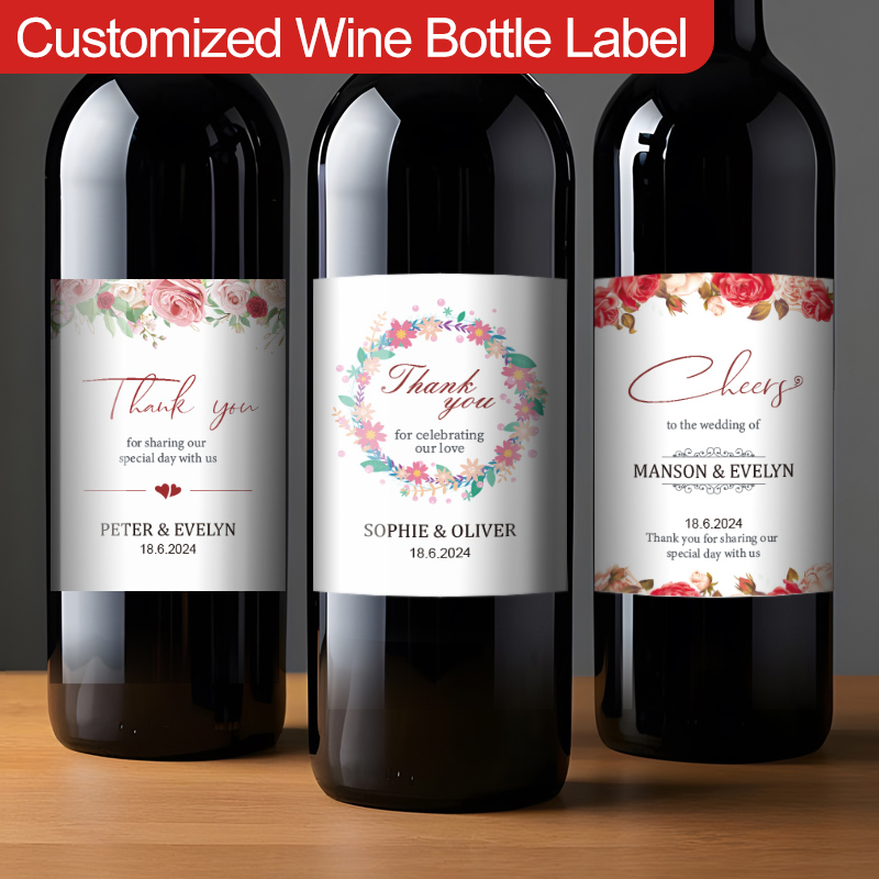 Elegant Personalized Wine Bottle Stickers, Waterproof Custom Labels For Wedding , Anniversary Decorations For Couples style A 30p 10.1x11.6cm