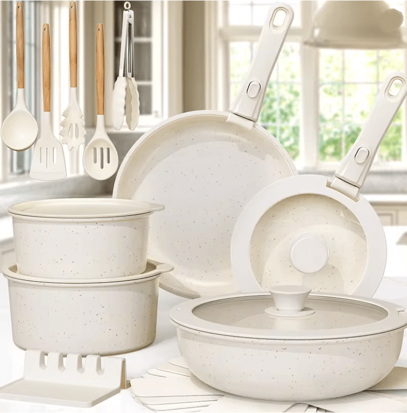 21 Piece Non Stick Ceramic Cookware Set With Sensor Handles Complete Pots And Pans Set 21 Piece Non Stick Ceramic Cookware Set With Sensor Handles Complete Pots And Pans Set