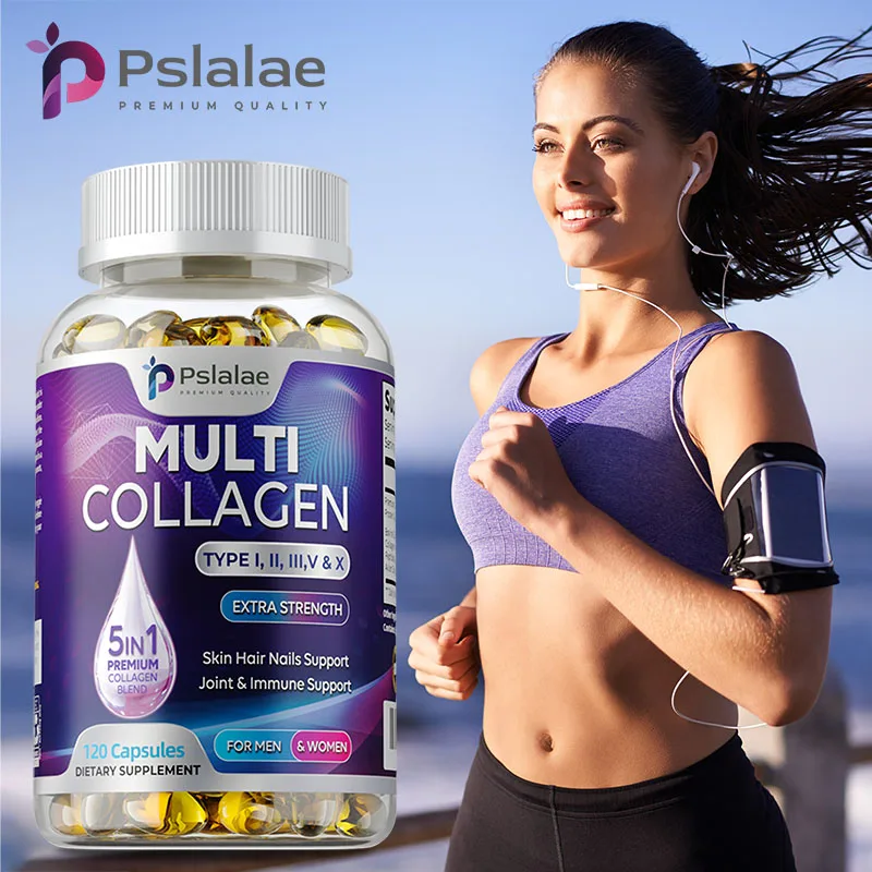 Hydrolyzed Multi Collagen Complex Capsules, Natural Energy Supplement For Anti Aging, Skin, Joint, Hair Bone Health 60 Capsules