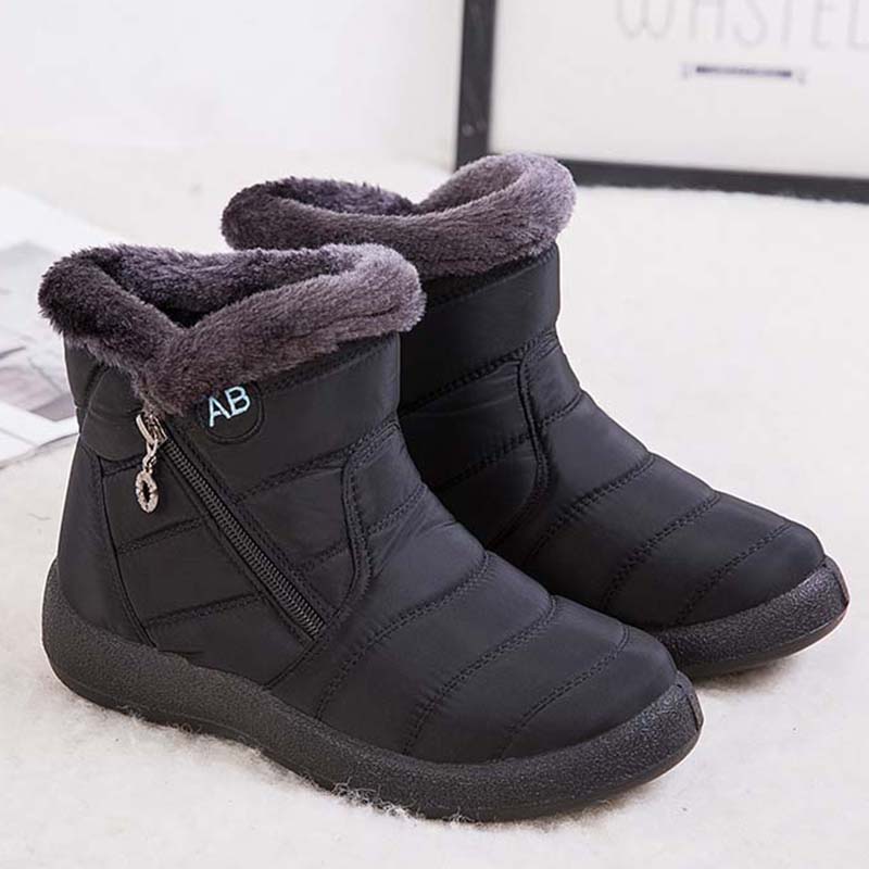 Waterproof Snow Women Boots, Soft Fur Comfortable Womens Winter Boots With Zipper, Warm Shoes For Cold Weather gray 37