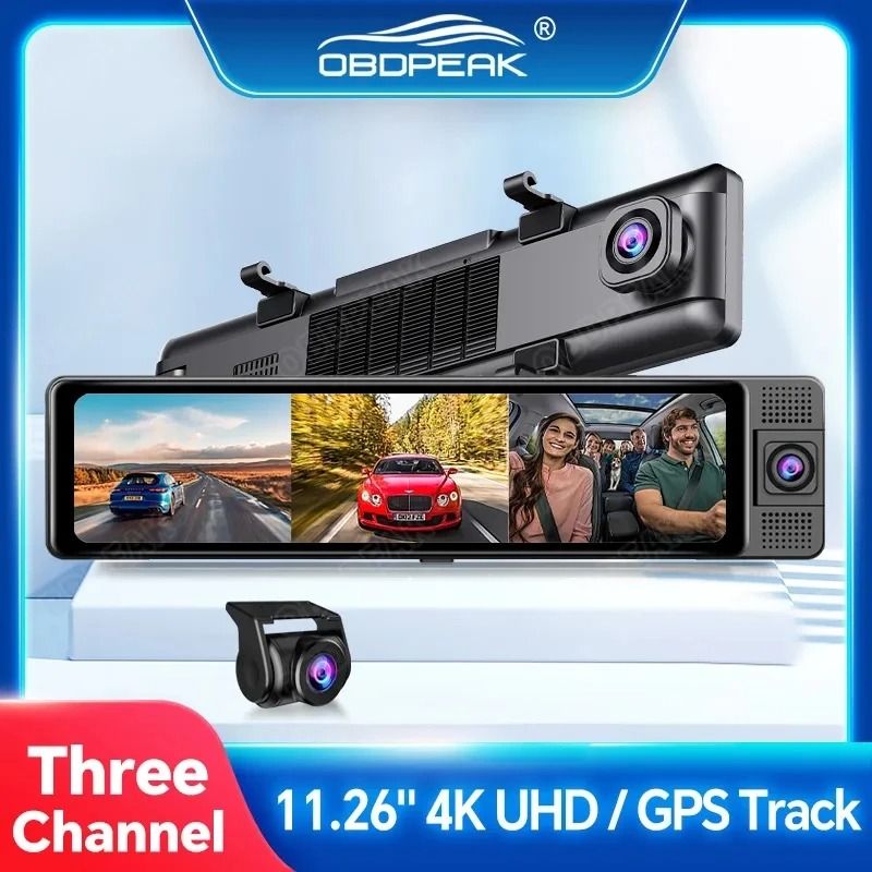 Triple Camera 4K Dash Cam With GPS And Night Vision no Tf Card 3 Cameras