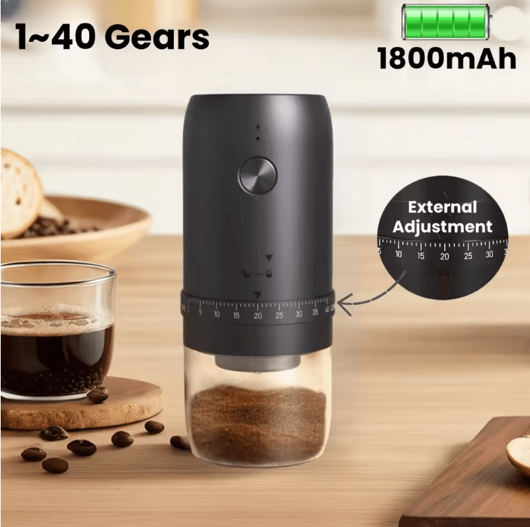Portable Electric Coffee Grinder Rechargeable With Adjustable Settings black 2