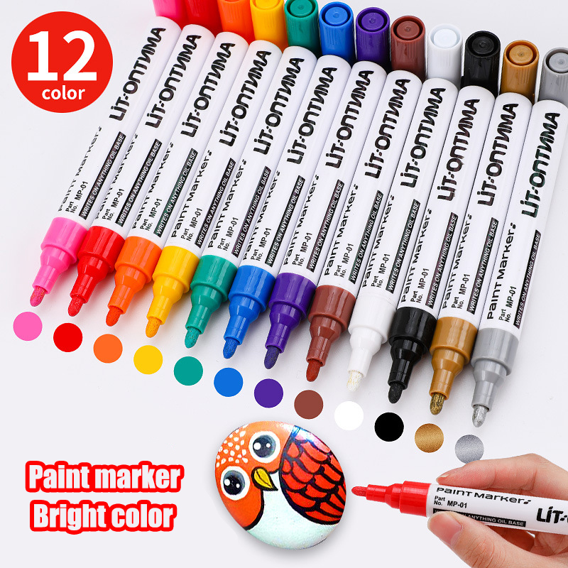 12color Waterproof Paint Marker For Car Paint Wood Ceramics Tires Shoes Metal Paint Mending Pen black