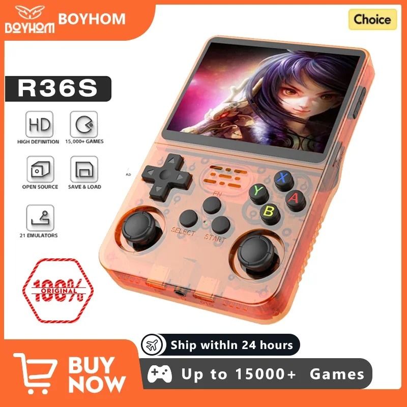 R36S Retro Handheld Game Console Open Source Linux 3.5 Inch IPS Screen 64GB 128GB red 128 Gb