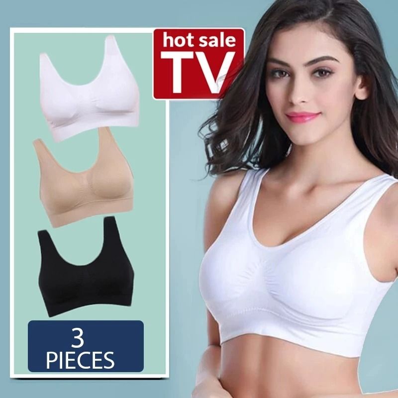 Womens Sports Bra 3 Pack Plus Size Wireless With Removable Pads 3xl 11