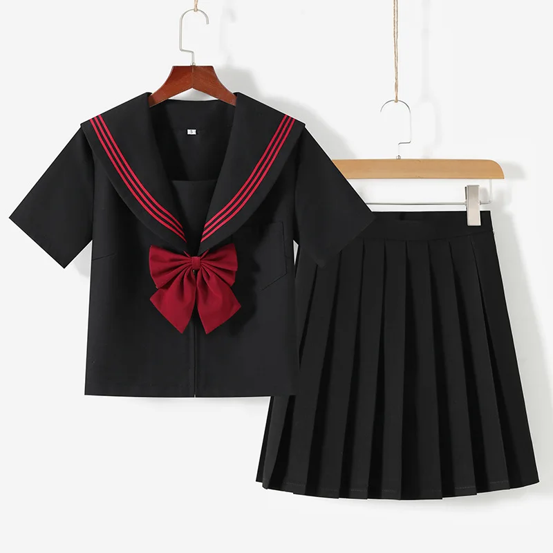 Authentic JK School Uniform, Orthodox Sailor Suit Cosplay Costume, Anime Outfit Set With Top And Skirt For Girls short Sleeve Set xl 55 60kg