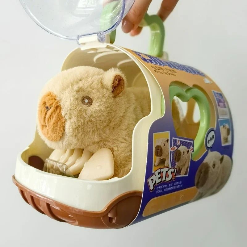 Electric Capybara Walking Plush Toy With Sound For Kids pink