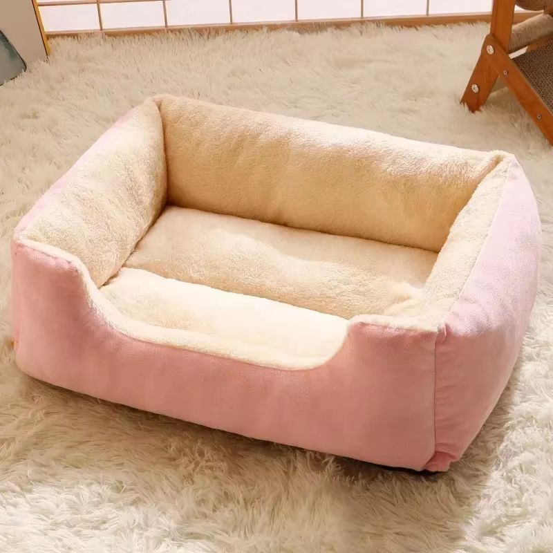Cozy Cat Bed Soft Pet Cushion & Kitten House pink s 45x30cm