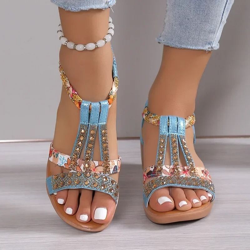 Womens Summer Wedge Sandals With Rhinestone Detail Platform Peep Toe Design For Beach And Casual Wear us 9 gold