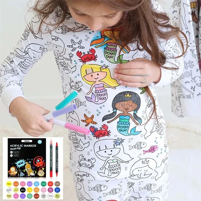 Colorable Pajama Set For Children DIY Coloring Kit unicorn 4t