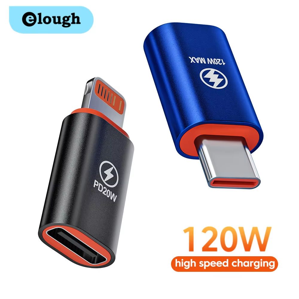 20W 120W Type C To Lightning PD Fast Charging Adapter USB C Female To Lightning Male Converter For IPhone 13 & Later ios To Type C2pcs Gray
