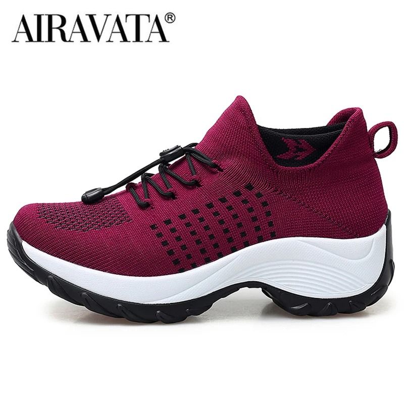 Women Breathable Walking Sneakers Non Slip Casual Shoes 9 red