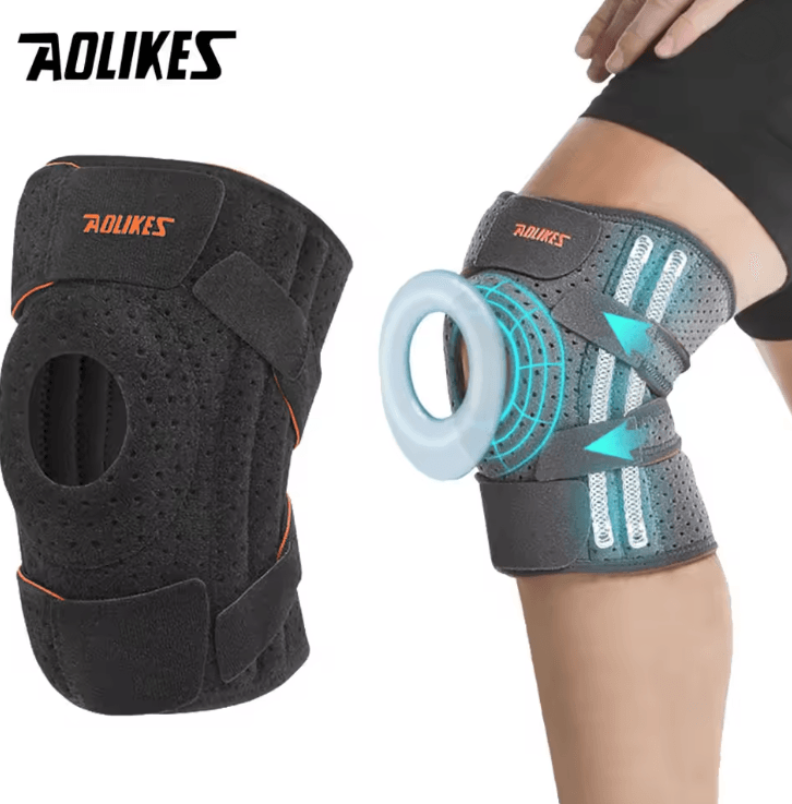 AOLIKES Knee Brace With Side Stabilizers And Patella Gel Support Pads a light Gray
