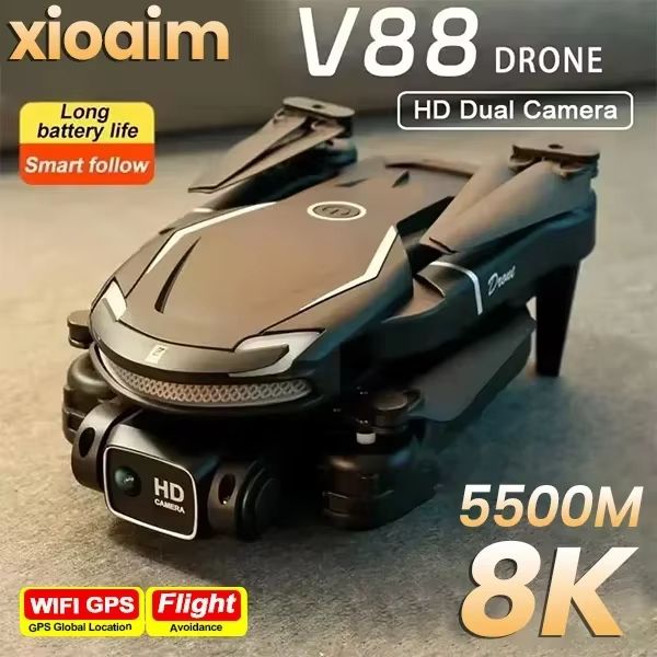 Xiaomi V88 8K Drone GPS Professional Quadcopter With Dual HD Camera, 5G Transmission & Remote Control UAV grey 6k battery1