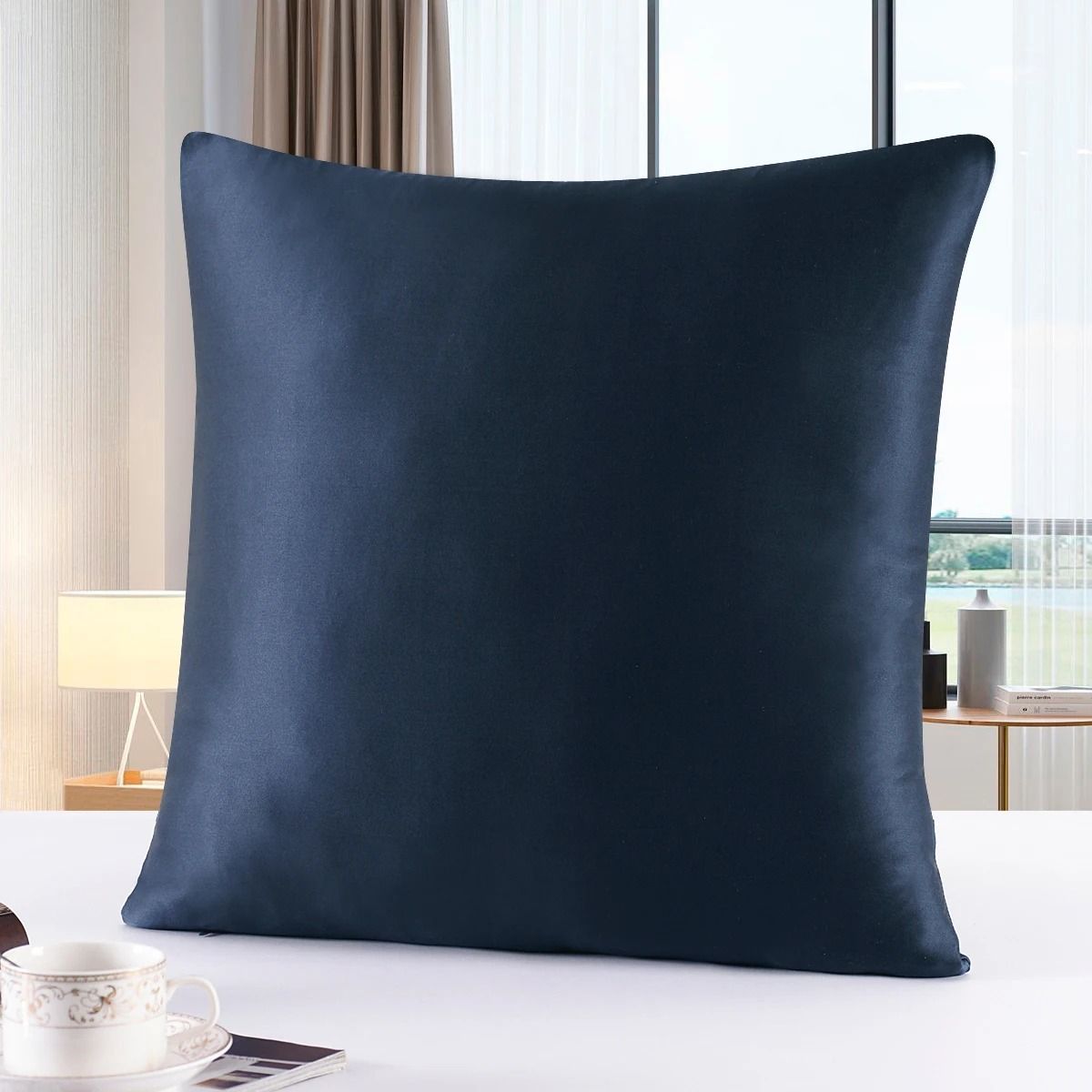 Pure Silk Pillowcase With Zipper Closure Soft Luxury Pillow Cover 50 X 50 Cm dark Gray
