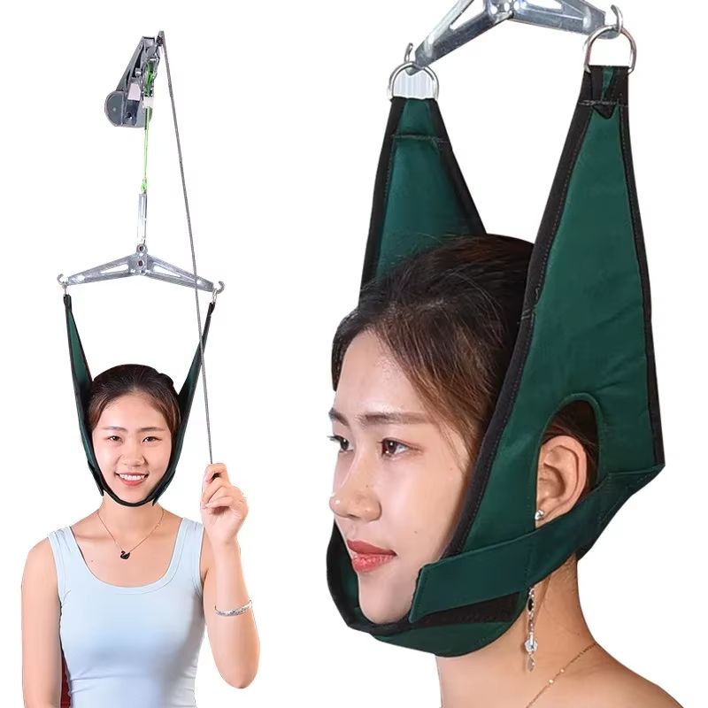 Neck Traction Device With Adjustable Harness Cervical Neck Stretcher For Pain Relief & Posture Correction gray 1
