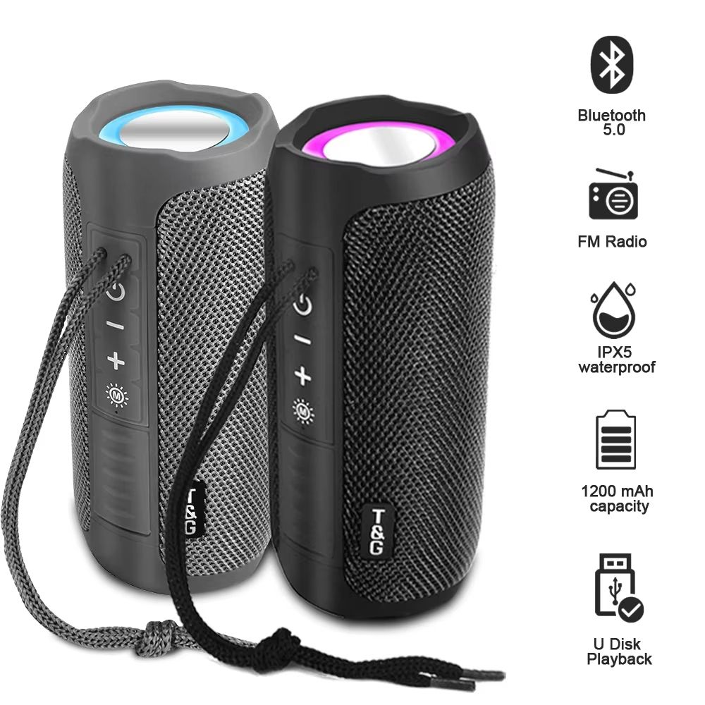 TG227 Portable Wireless Speaker With LED Lamp Waterproof Outdoor Bluetooth Speaker With FM Radio, USB TF Support For M pink