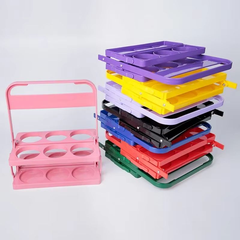 Portable Foldable Beer & Beverage Rack Durable Cup Organizer And Bottle Holder For Parties & Travel light purple 6holes