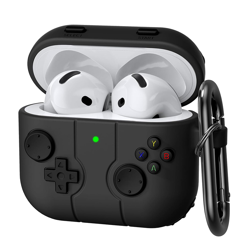 Cute Cartoon 3D Gamepad Silicone Shockproof Earphone Case For Airpods 4, Cover For Airpods 1 2 3 Airpods Pro 2 black for Airpods 4 2024