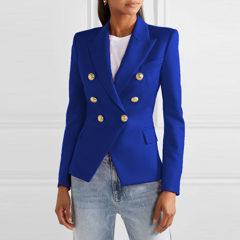 Fashion Casual Suit Blazers For Women, Solid Color Slim Fit Blazer, Spring And Autumn Jacket, Winter Office Wear royal Blue xxxl
