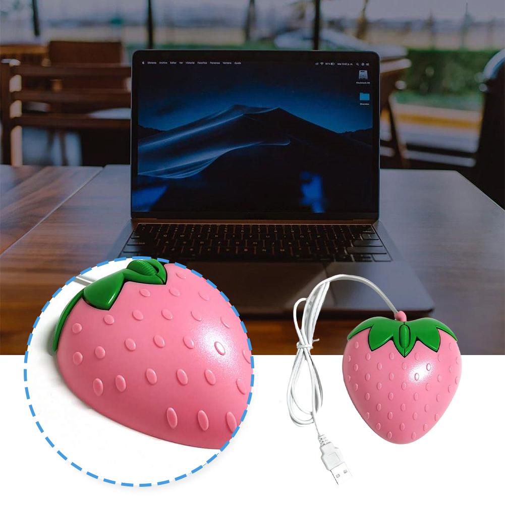 Cute Pink Strawberry Wired Mouse, Small Optical PC Game Mouse, Creative Design For Laptop Office, Girls Birthday Gift Cute Pink Strawberry Wired Mouse, Small Optical PC Game Mouse, Creative Design For Laptop Office, Girls Birthday Gift