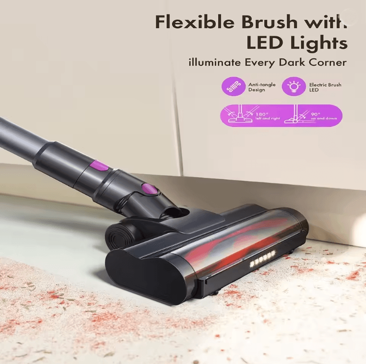 Cordless Vacuum Cleaner With Powerful Suction And LED Display Lightweight Stick For Pet Hair And Hard Floors black