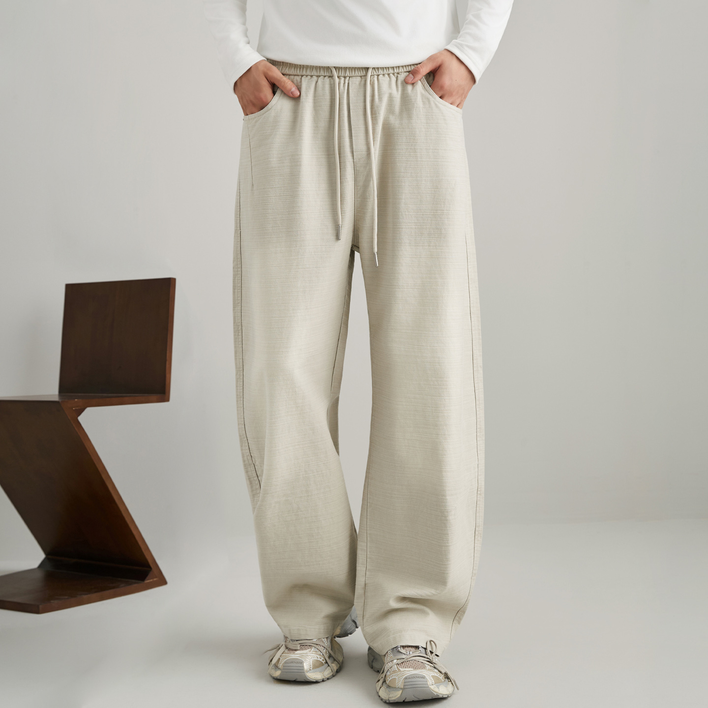 Men Streetwear Fashion Loose Casual Sport Pants, Vintage Washed Cotton Cargo Pant, Cityboy Trousers Joggers Sweatpants xxxl beige