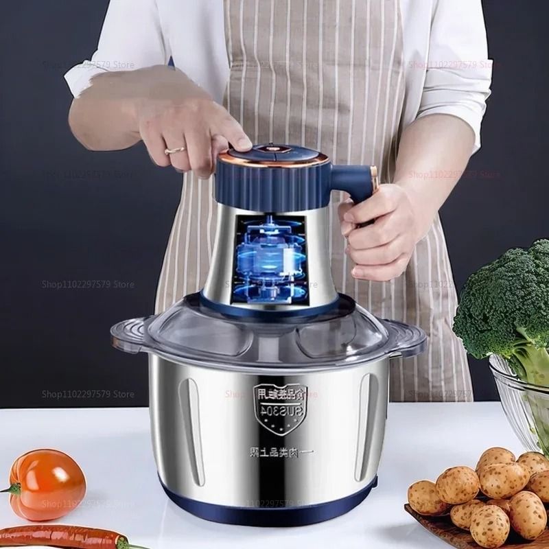 Electric Stainless Steel Meat Grinder And Food Processor For Chopping Meat Vegetables Garlic And Fruits In The Kitchen eu Plug 4