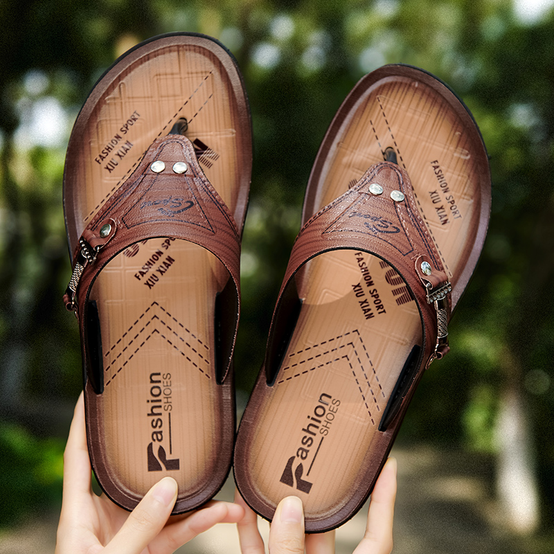 Mens Summer Sandals Slippers Flip Flops, Outdoor Zapatos Hombre, Casual Lightweight Best Selling Sandals For Comfot yellow 42