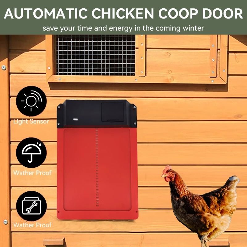 Automatic Chicken Coop Door Opener With Light Sensor And Waterproof Battery Power green