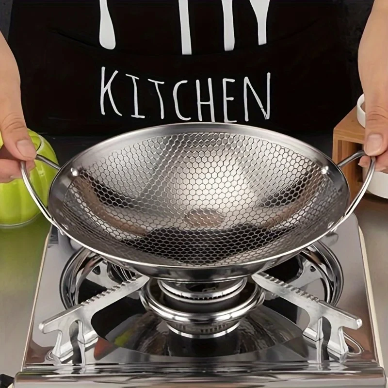 Stainless Steel Honeycomb Skillet Non Stick, Scratch Resistant Frying Pan With Handle For Pasta, Steak, Ramen Stainless Steel Honeycomb Skillet Non Stick, Scratch Resistant Frying Pan With Handle For Pasta, Steak, Ramen