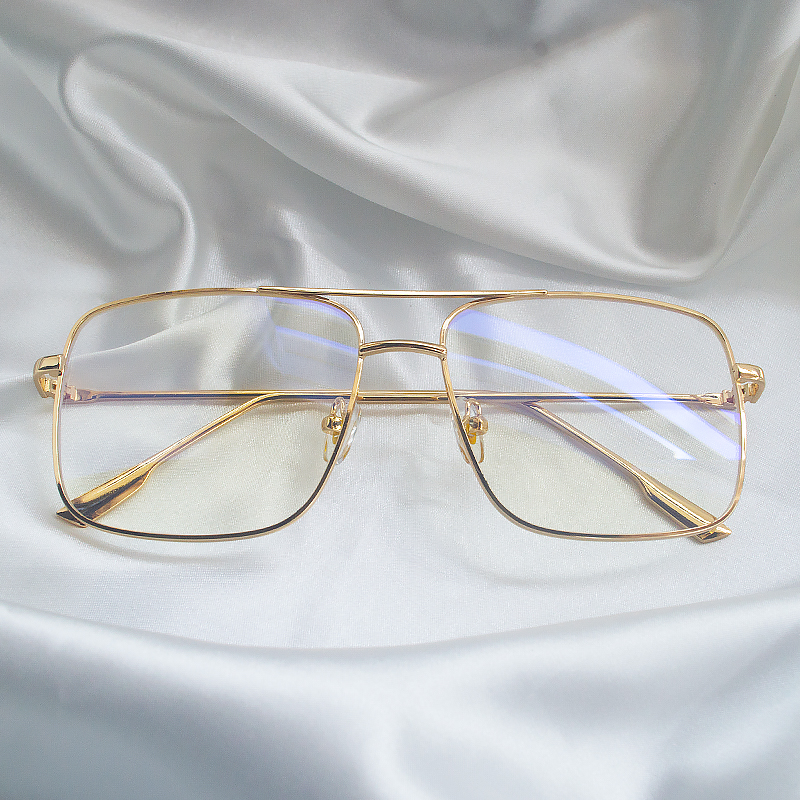 Fashion Square Frame Vintage Eyeglasses Men Oversized Metal Glasses Frame Women Clear Lens Glasses Gold Optical gold Gay