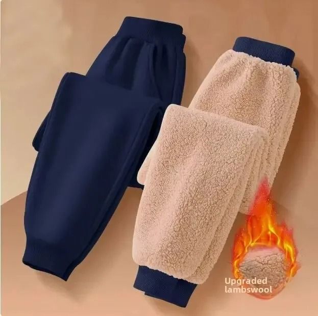 Kids Fleece Lined Warm Sports Pants Casual Winter Trousers 47.2 In blue
