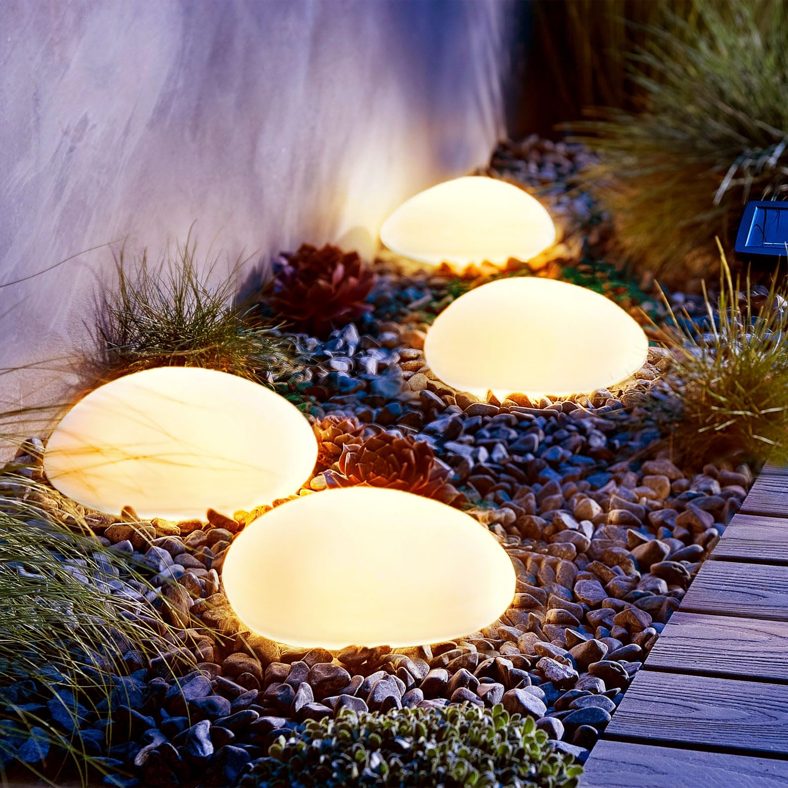 Waterproof Solar LED Garden Lawn Globe Light, Patio Landscape Ball Lights, Outdoor Ambient Garden LED Lamp 1pc white Light