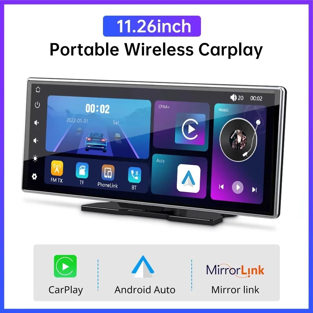 11.26 Inch Touchscreen Car Multimedia Video Player With Dual Lens DVR And Wireless CarPlay 11.26 In Carplay